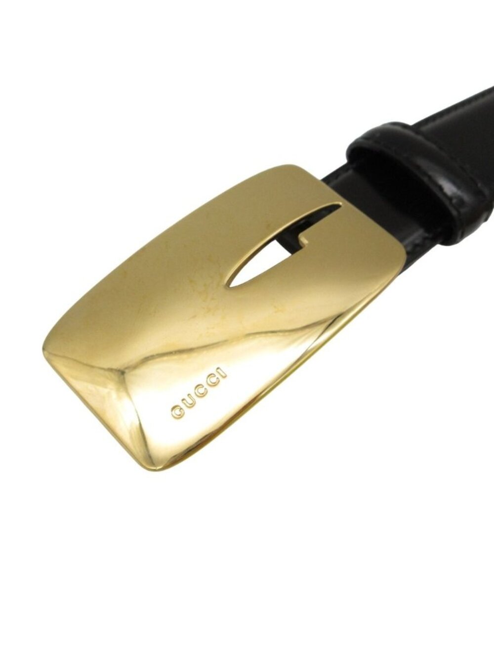 Gucci Belt Leather Logo Gold Buckle Plate Black 70 - Picture 8 of 8